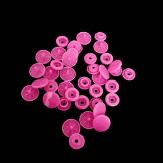 Round pink plastic snap buttons - diametre 12 mm - 10 sets