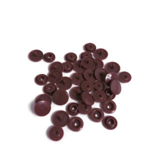 Round reddish brown plastic snap buttons - diametre 12 mm - 10 sets
