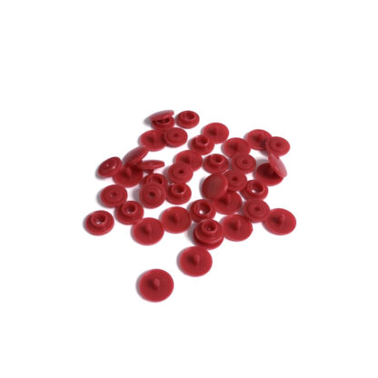 Round red plastic snap buttons - diametre 10 mm - 10 sets