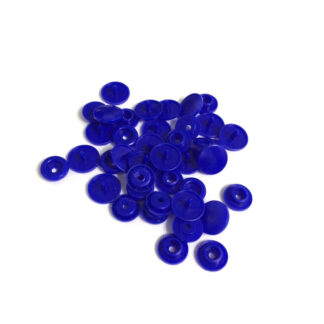 Round royal blue plastic snap buttons - diametre 12 mm - 10 sets