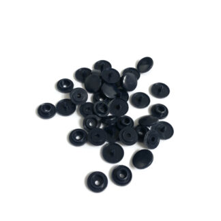 Round bluish black plastic snap buttons - diametre 10 mm - 10 sets