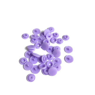 Round light purple plastic snap buttons - diametre 12 mm - 10 sets