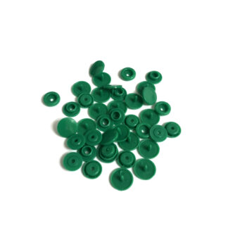 Round green plastic snap buttons - diametre 12 mm - 10 sets