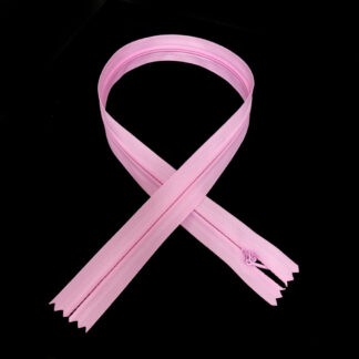 Light pink invisible zipper with plastic teeth and metal slider - length 50 cm