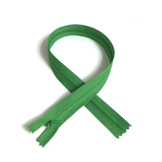 Green invisible zipper with plastic teeth and metal slider - length 50 cm