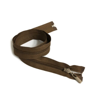 Brown detachable zipper with plastic teeth and metal slider - length 80 cm
