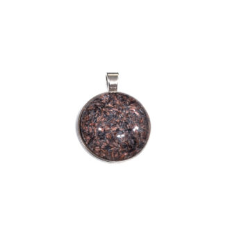 Silvery metal pendant with pink and blue glass dome cabochon - size 27 x 35 mm