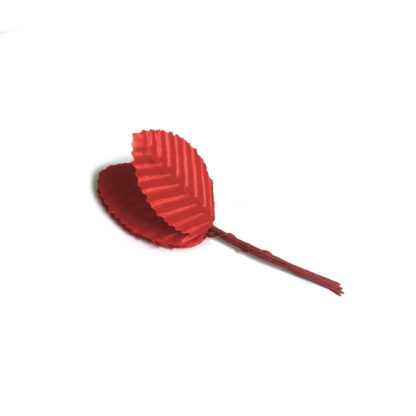 Red fabric leaf - size 30 x 100 mm - 10 pieces
