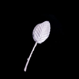 Silvery fabric leaf - size 30 x 110 mm - 10 pieces