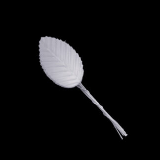 White fabric leaf - size 30 x 105 mm - 10 pieces