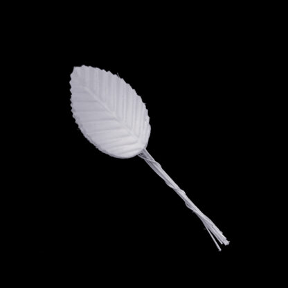 White fabric leaf - size 30 x 105 mm - 10 pieces