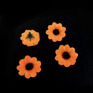 Orange fabric flower - diametre 30 mm - 4 pieces