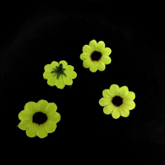 Yellowish green fabric flower - diametre 30 mm - 4 pieces