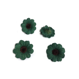 Dark green fabric flower - diametre 30 mm - 4 pieces