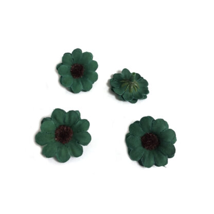 Dark green fabric flower - diametre 30 mm - 4 pieces