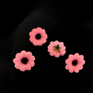 Reddish pink fabric flower - diametre 30 mm - 4 pieces
