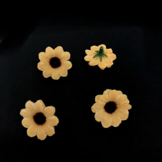 Greyish yellow fabric flower - diametre 30 mm - 4 pieces