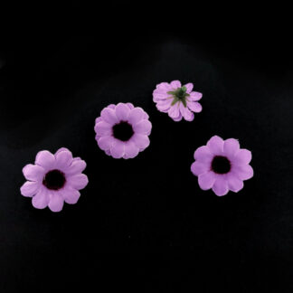 Violet fabric flower - diametre 30 mm - 4 pieces