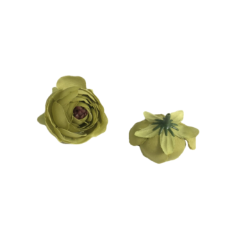 Yellowish green fabric rose - diametre 50 mm - 3 pieces