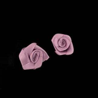 Bluish pink satin ribbon flower decoration - size 30 mm - 5 pieces
