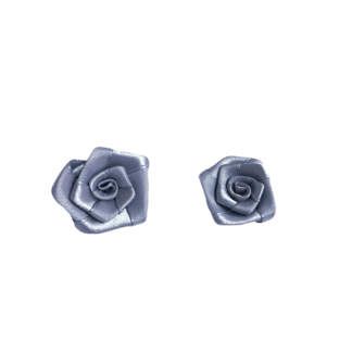 Bluish grey satin ribbon flower decoration - size 30 mm - 5 pieces