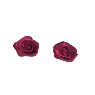 Red brown satin ribbon flower decoration - diametre 25 mm - 2 pieces
