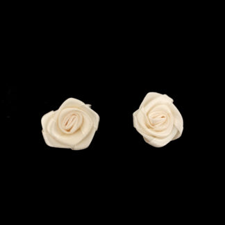Yellowish cream satin ribbon flower decoration - size 30 mm - 5 pieces
