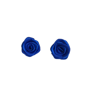 Blue satin ribbon flower decoration - size 25 mm - 5 pieces