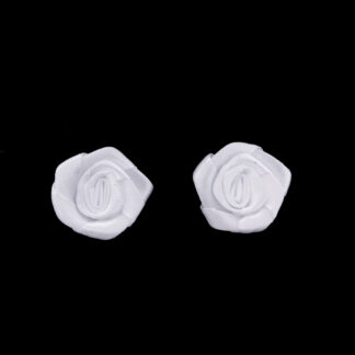 White satin ribbon flower decoration - size 25 mm - 2 pieces