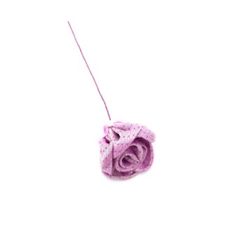 Pink fabric flower with stem decoration - size 30 mm