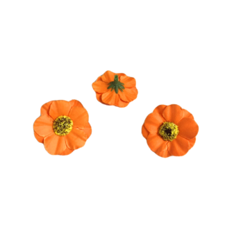 Orange fabric flower - diametre 40 mm