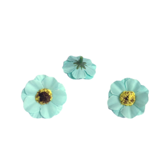 Bluish light green fabric flower - diametre 40 mm - 4 pieces