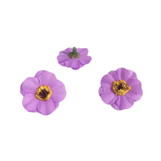 Violet fabric flower - diametre 40 mm - 3 pieces