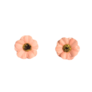 Pink orange fabric flower - diametre 40 mm - 4 pieces