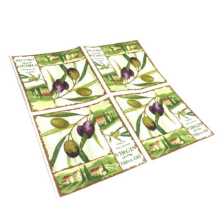 Virgin Olive Oil green and white paper napkin for decoupage by piece - size 330 mm