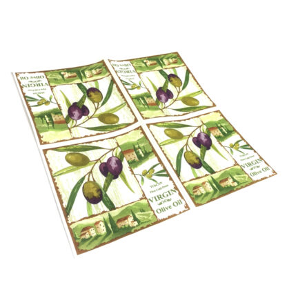Virgin Olive Oil green and white paper napkin for decoupage by piece - size 330 mm