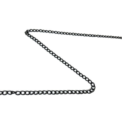 Oval black metal link chain by metre - width 3.9 mm