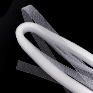 Elastic mesh net hard white nylon ribbon by roll - width 15 mm - approximately 17 metres long