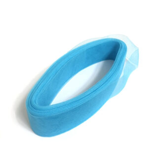 Elastic mesh net hard greenish light blue nylon ribbon by roll - width 48 mm - length approximately 17 metres