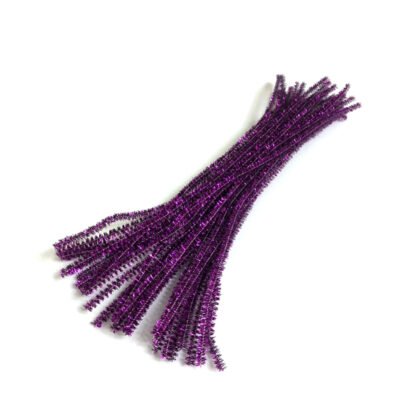 Glittery bluish pink chenille stems - diametre 6 mm - length 290 mm - 5 pieces