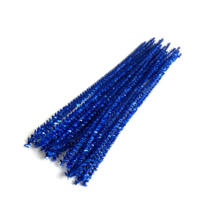 Glittery blue chenille stems - diametre 6 mm - length 300 mm - 5 pieces