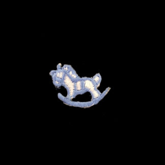 Light blue and white rocking horse iron-on garment sticker by piece - size 21 x 26 mm - 2 pieces