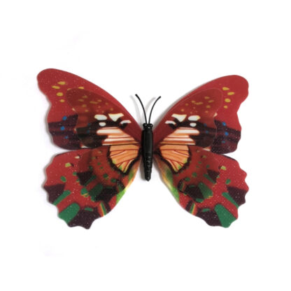 Red green and white plastic butterfly with magnet - size 85 х 120 mm