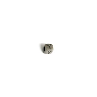 Silvery letter Y cube bead - size 7 mm