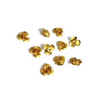 Golden rose flower metal beads - size 6 x 10 mm - 10 pieces