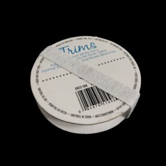 Silvery and white polyester ribbon - width 10 mm - length 1.83 metres