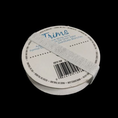 Silvery and white polyester ribbon - width 10 mm - length 1.83 metres