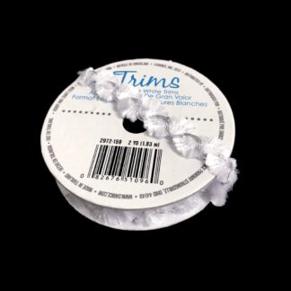 White fringe and silvery thread trim - width 11 mm - length 1.83 metres