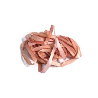 Hand-painted yellowish light pink pure silk ribbon - width 4 mm - length 3 metres