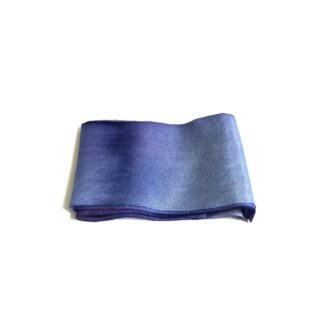 Hand-painted purplish blue pure silk ribbon - width 32 mm - length 1 metre